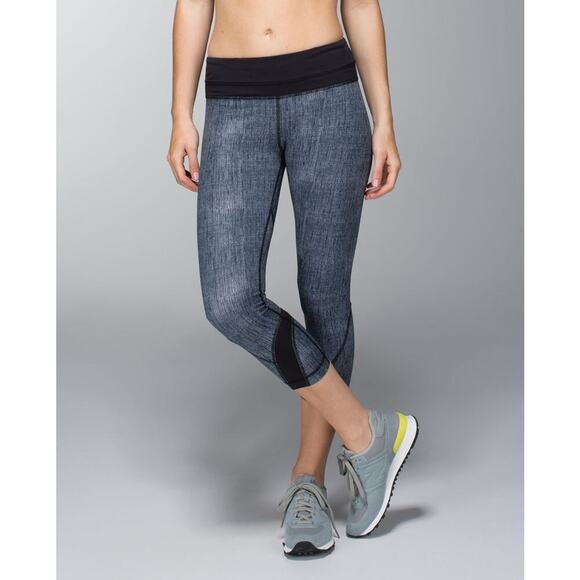 Lululemon Run Inspire Crop II Leggings Women’s Size 4 Burlap Black Dune W6B70S - Picture 1 of 8